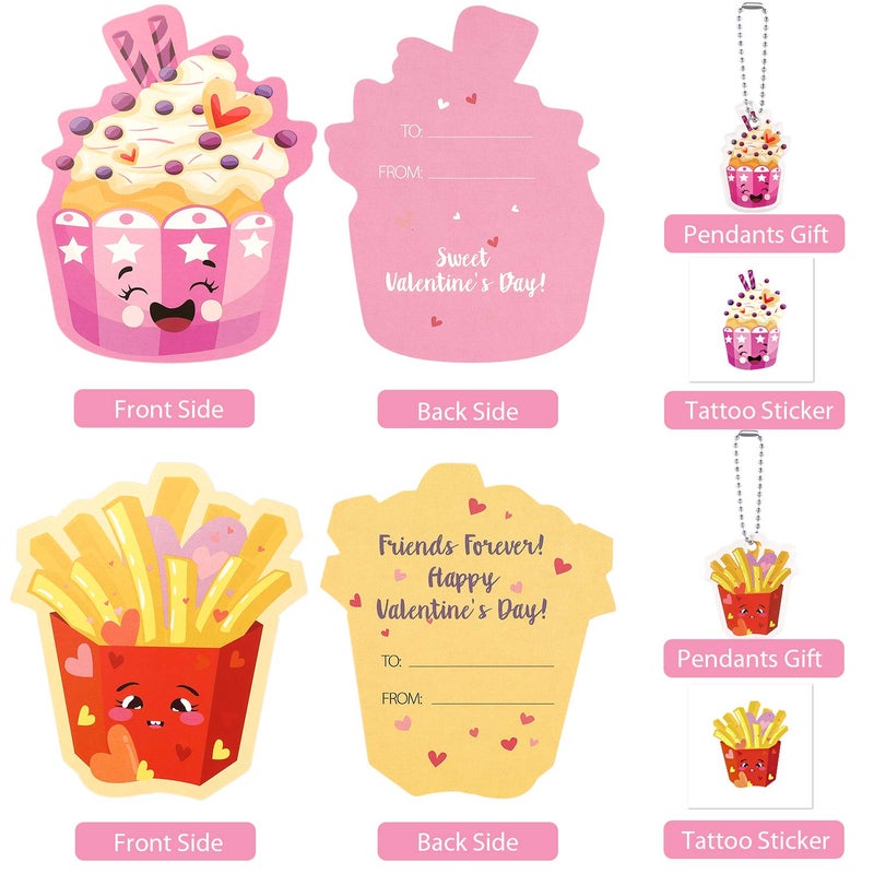 SUKKI Valentines Day Cards for Kids 30 Sets with Envelopes Pendant Gifts and Temporary Tattoos - Perfect Greeting Exchange Cards for Classmates Boys Girls Party Favors - Image 4